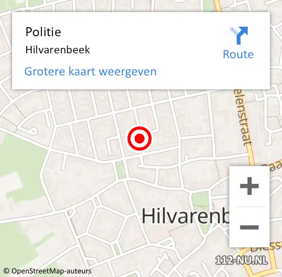 Locatie op kaart van de 112 melding: Politie Hilvarenbeek op 21 augustus 2023 12:21