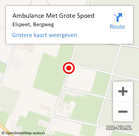 Locatie op kaart van de 112 melding: Ambulance Met Grote Spoed Naar Elspeet, Bergweg op 5 september 2014 12:49