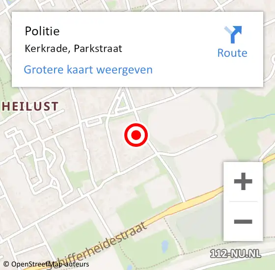 Locatie op kaart van de 112 melding: Politie Kerkrade, Parkstraat op 21 augustus 2023 12:41