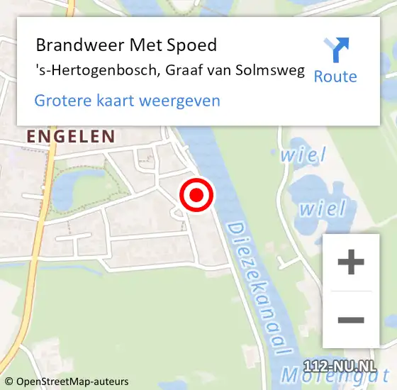 Locatie op kaart van de 112 melding: Brandweer Met Spoed Naar 's-Hertogenbosch, Graaf van Solmsweg op 21 augustus 2023 12:43