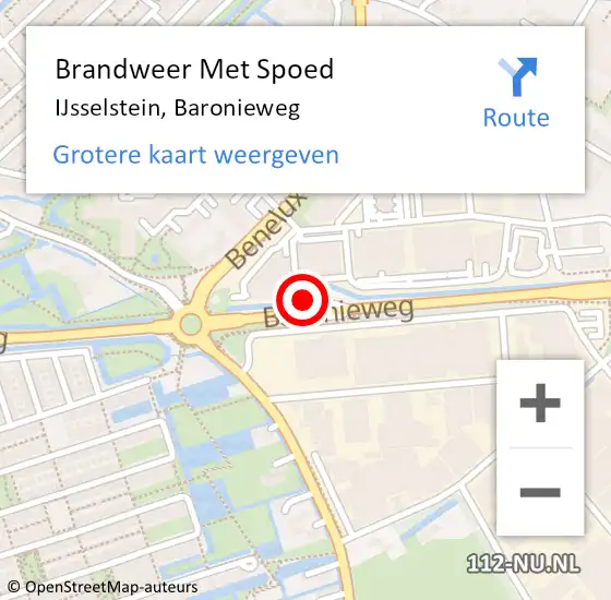 Locatie op kaart van de 112 melding: Brandweer Met Spoed Naar IJsselstein, Baronieweg op 21 augustus 2023 12:46