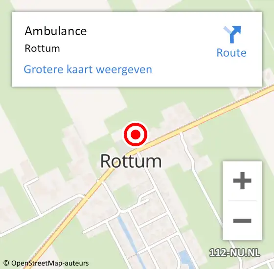 Locatie op kaart van de 112 melding: Ambulance Rottum op 21 augustus 2023 13:02