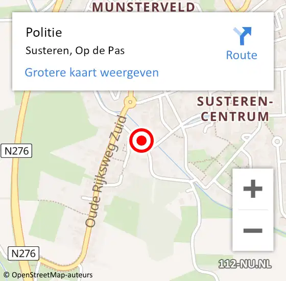 Locatie op kaart van de 112 melding: Politie Susteren, Op de Pas op 21 augustus 2023 13:13