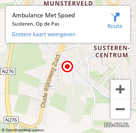 Locatie op kaart van de 112 melding: Ambulance Met Spoed Naar Susteren, Op de Pas op 21 augustus 2023 13:14