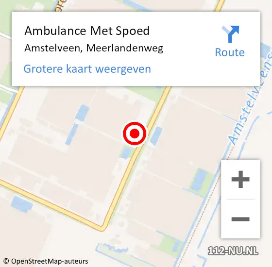 Locatie op kaart van de 112 melding: Ambulance Met Spoed Naar Amstelveen, Meerlandenweg op 21 augustus 2023 13:33