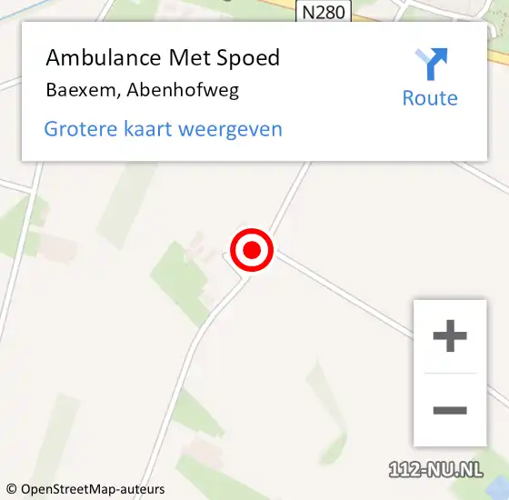 Locatie op kaart van de 112 melding: Ambulance Met Spoed Naar Baexem, Abenhofweg op 5 september 2014 12:57