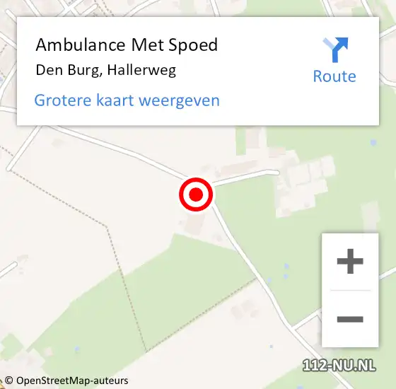 Locatie op kaart van de 112 melding: Ambulance Met Spoed Naar Den Burg, Hallerweg op 21 augustus 2023 14:26