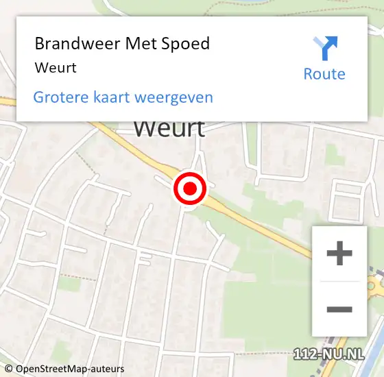 Locatie op kaart van de 112 melding: Brandweer Met Spoed Naar Weurt op 21 augustus 2023 14:27