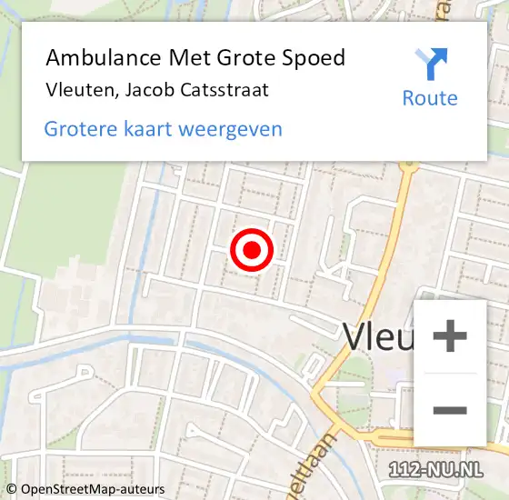 Locatie op kaart van de 112 melding: Ambulance Met Grote Spoed Naar Vleuten, Jacob Catsstraat op 5 september 2014 13:01