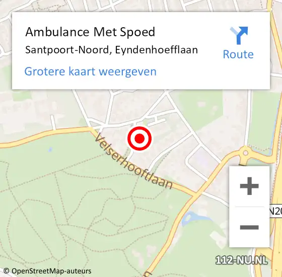 Locatie op kaart van de 112 melding: Ambulance Met Spoed Naar Santpoort-Noord, Eyndenhoefflaan op 21 augustus 2023 14:36