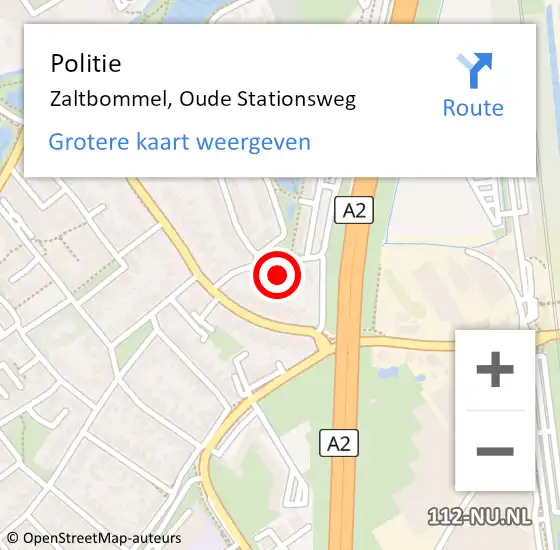 Locatie op kaart van de 112 melding: Politie Zaltbommel, Oude Stationsweg op 21 augustus 2023 14:39