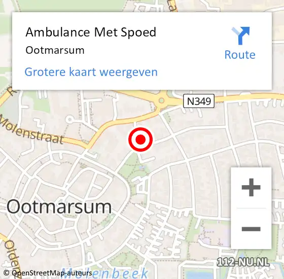 Locatie op kaart van de 112 melding: Ambulance Met Spoed Naar Ootmarsum op 21 augustus 2023 14:45