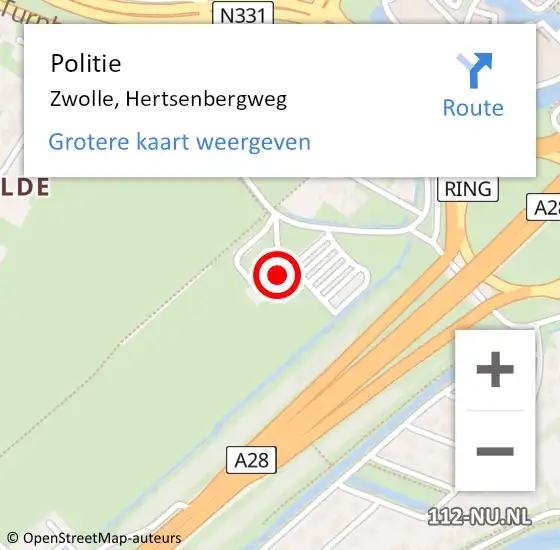 Locatie op kaart van de 112 melding: Politie Zwolle, Hertsenbergweg op 21 augustus 2023 14:45