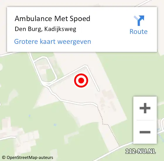 Locatie op kaart van de 112 melding: Ambulance Met Spoed Naar Den Burg, Kadijksweg op 21 augustus 2023 14:46