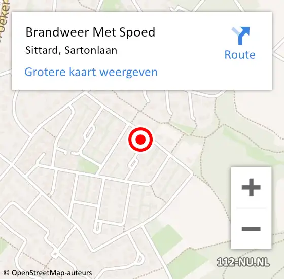 Locatie op kaart van de 112 melding: Brandweer Met Spoed Naar Sittard, Sartonlaan op 21 augustus 2023 14:58