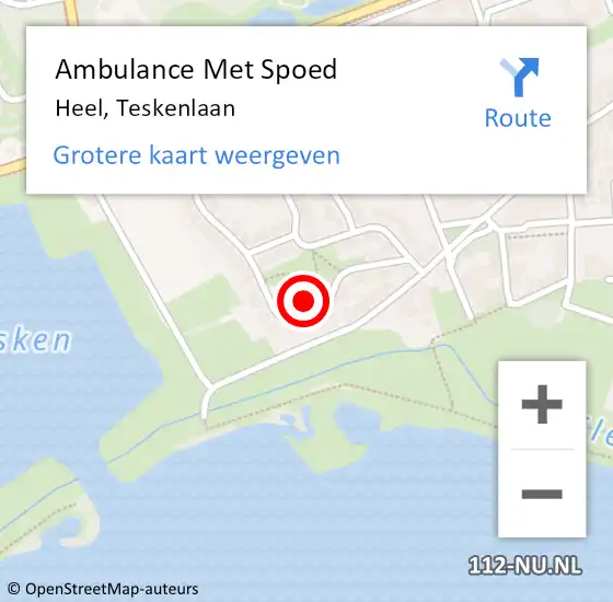 Locatie op kaart van de 112 melding: Ambulance Met Spoed Naar Heel, Teskenlaan op 21 augustus 2023 15:01