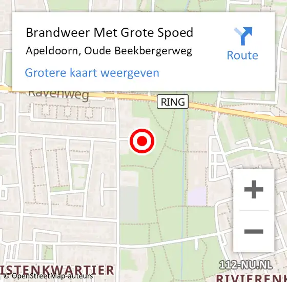 Locatie op kaart van de 112 melding: Brandweer Met Grote Spoed Naar Apeldoorn, Oude Beekbergerweg op 21 augustus 2023 15:15