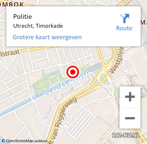 Locatie op kaart van de 112 melding: Politie Utrecht, Timorkade op 21 augustus 2023 15:28