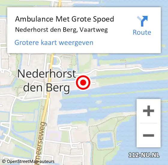 Locatie op kaart van de 112 melding: Ambulance Met Grote Spoed Naar Nederhorst den Berg, Vaartweg op 5 september 2014 13:10