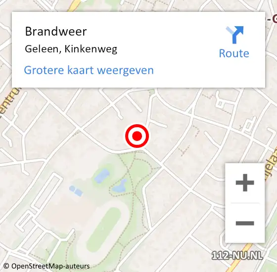 Locatie op kaart van de 112 melding: Brandweer Geleen, Kinkenweg op 21 augustus 2023 16:07