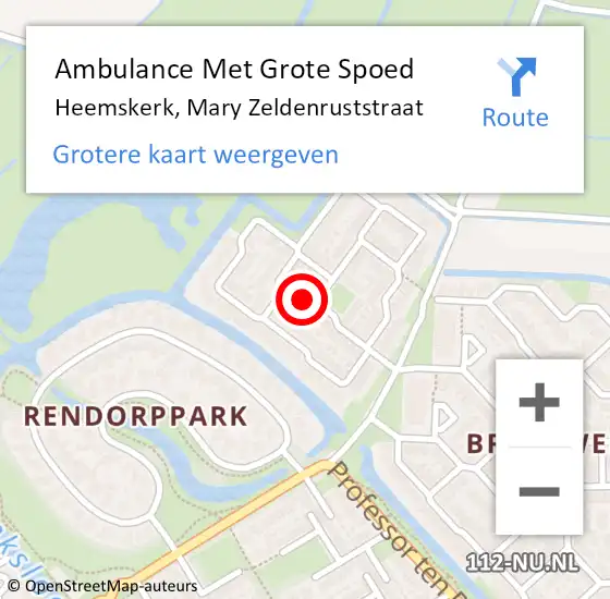 Locatie op kaart van de 112 melding: Ambulance Met Grote Spoed Naar Heemskerk, Mary Zeldenruststraat op 21 augustus 2023 16:10