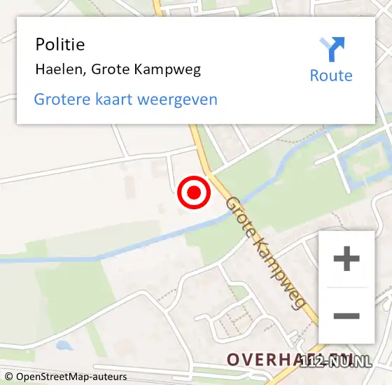 Locatie op kaart van de 112 melding: Politie Haelen, Grote Kampweg op 21 augustus 2023 16:11