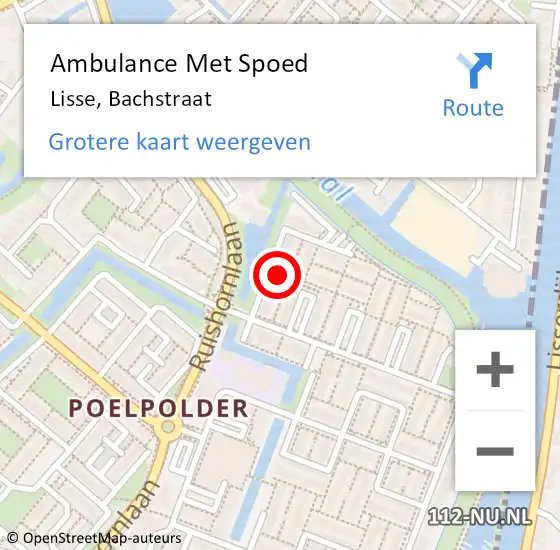 Locatie op kaart van de 112 melding: Ambulance Met Spoed Naar Lisse, Bachstraat op 21 augustus 2023 16:15