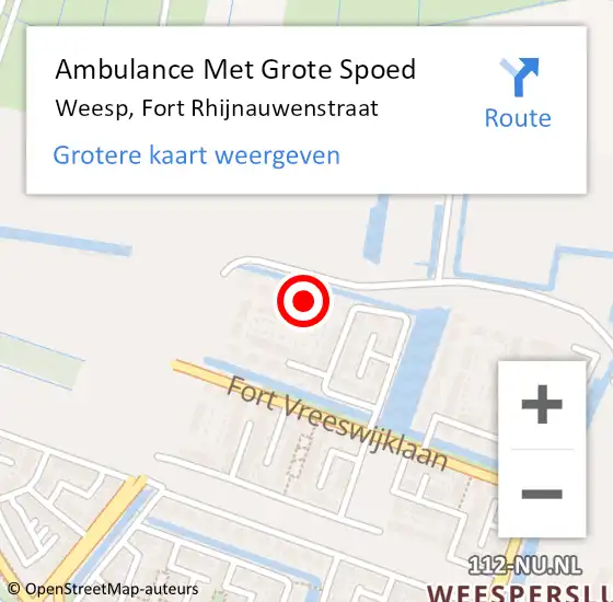 Locatie op kaart van de 112 melding: Ambulance Met Grote Spoed Naar Weesp, Fort Rhijnauwenstraat op 21 augustus 2023 16:36