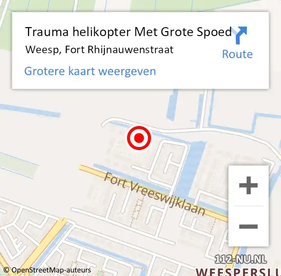 Locatie op kaart van de 112 melding: Trauma helikopter Met Grote Spoed Naar Weesp, Fort Rhijnauwenstraat op 21 augustus 2023 16:38