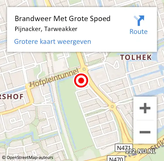 Locatie op kaart van de 112 melding: Brandweer Met Grote Spoed Naar Pijnacker, Tarweakker op 21 augustus 2023 16:55