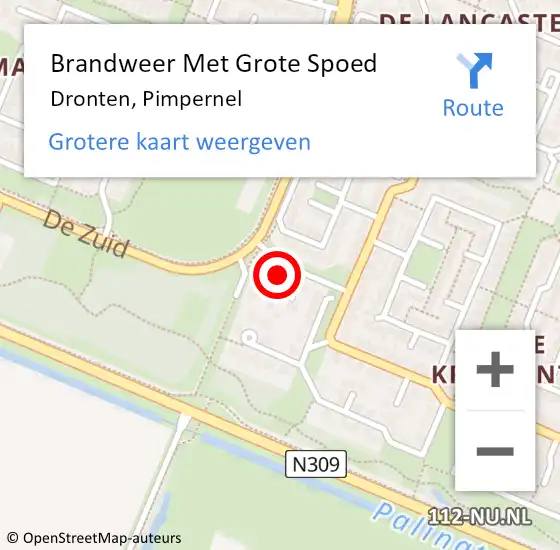 Locatie op kaart van de 112 melding: Brandweer Met Grote Spoed Naar Dronten, Pimpernel op 21 augustus 2023 16:59