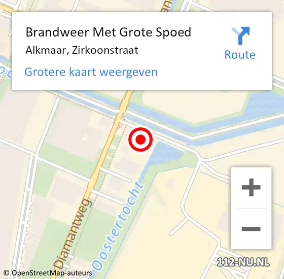 Locatie op kaart van de 112 melding: Brandweer Met Grote Spoed Naar Alkmaar, Zirkoonstraat op 21 augustus 2023 17:01