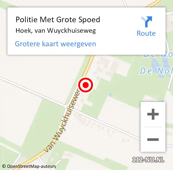 Locatie op kaart van de 112 melding: Politie Met Grote Spoed Naar Hoek, van Wuyckhuiseweg op 21 augustus 2023 17:12