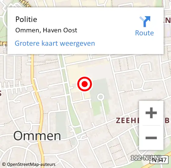 Locatie op kaart van de 112 melding: Politie Ommen, Haven Oost op 21 augustus 2023 17:18