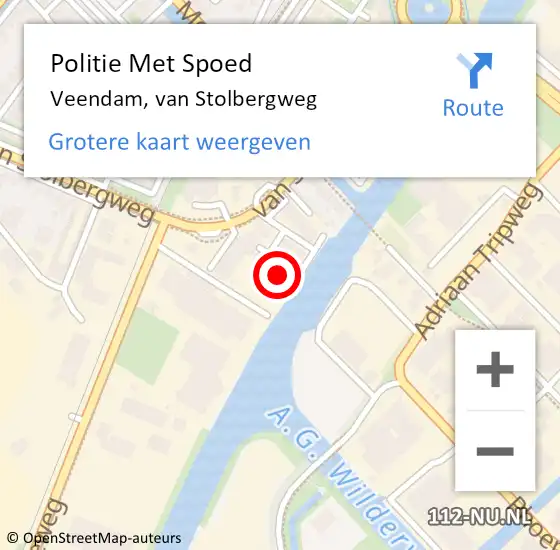 Locatie op kaart van de 112 melding: Politie Met Spoed Naar Veendam, van Stolbergweg op 21 augustus 2023 17:29