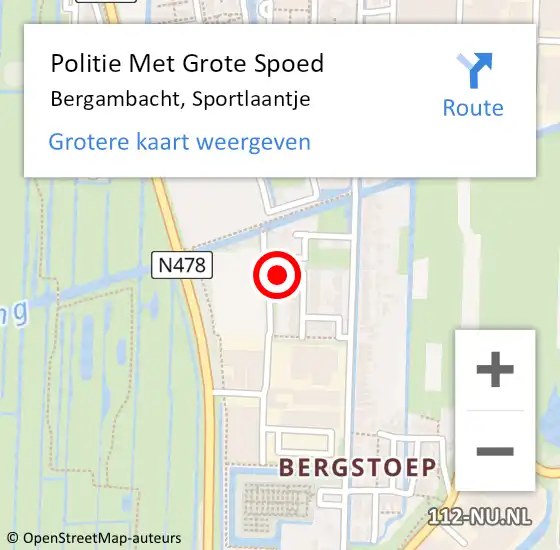 Locatie op kaart van de 112 melding: Politie Met Grote Spoed Naar Bergambacht, Sportlaantje op 21 augustus 2023 17:39