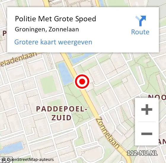 Locatie op kaart van de 112 melding: Politie Met Grote Spoed Naar Groningen, Zonnelaan op 21 augustus 2023 17:59