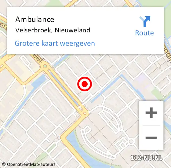 Locatie op kaart van de 112 melding: Ambulance Velserbroek, Nieuweland op 21 augustus 2023 18:34