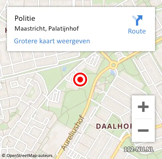 Locatie op kaart van de 112 melding: Politie Maastricht, Palatijnhof op 21 augustus 2023 18:39