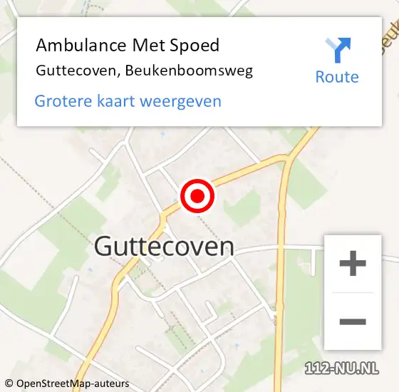 Locatie op kaart van de 112 melding: Ambulance Met Spoed Naar Guttecoven, Beukenboomsweg op 13 oktober 2013 16:34