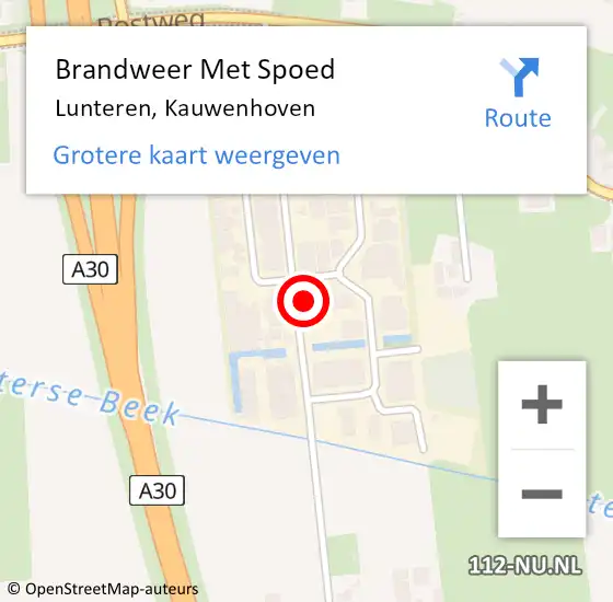 Locatie op kaart van de 112 melding: Brandweer Met Spoed Naar Lunteren, Kauwenhoven op 21 augustus 2023 19:20