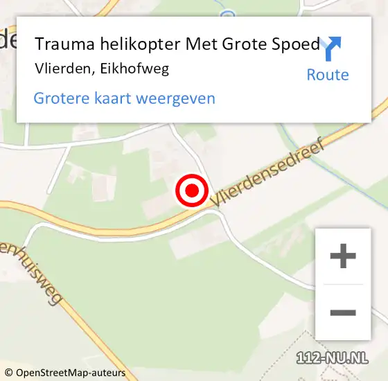 Locatie op kaart van de 112 melding: Trauma helikopter Met Grote Spoed Naar Vlierden, Eikhofweg op 21 augustus 2023 19:24