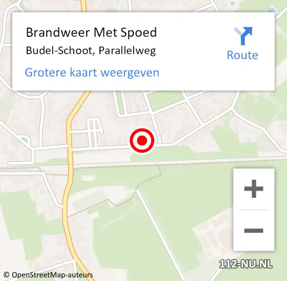 Locatie op kaart van de 112 melding: Brandweer Met Spoed Naar Budel-Schoot, Parallelweg op 21 augustus 2023 19:32