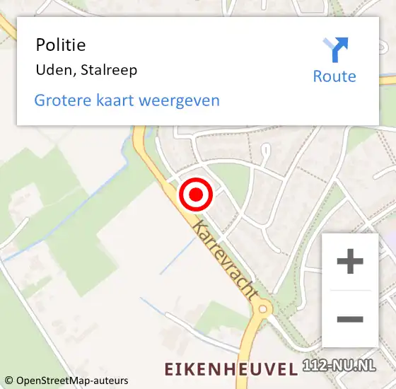 Locatie op kaart van de 112 melding: Politie Uden, Stalreep op 21 augustus 2023 19:55