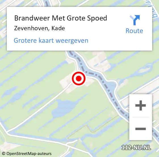 Locatie op kaart van de 112 melding: Brandweer Met Grote Spoed Naar Zevenhoven, Kade op 5 september 2014 13:35