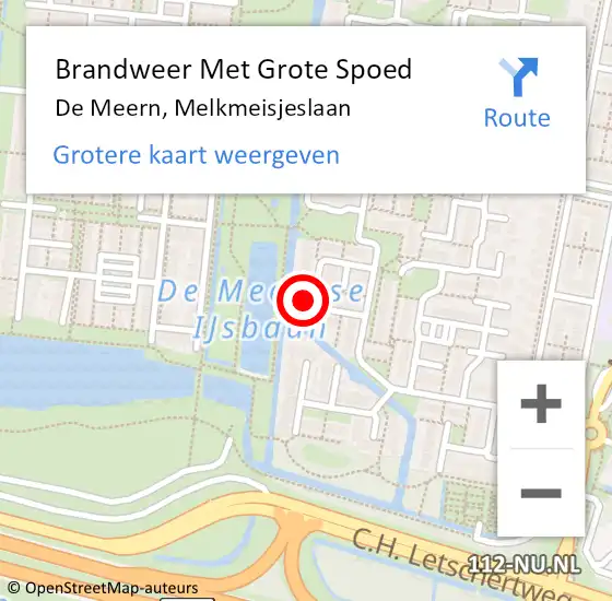 Locatie op kaart van de 112 melding: Brandweer Met Grote Spoed Naar De Meern, Melkmeisjeslaan op 21 augustus 2023 20:39