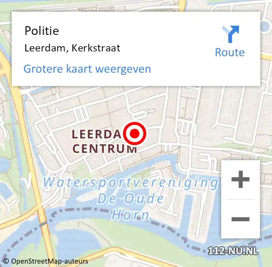 Locatie op kaart van de 112 melding: Politie Leerdam, Kerkstraat op 21 augustus 2023 20:39