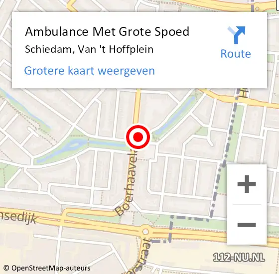 Locatie op kaart van de 112 melding: Ambulance Met Grote Spoed Naar Schiedam, Van 't Hoffplein op 21 augustus 2023 20:49