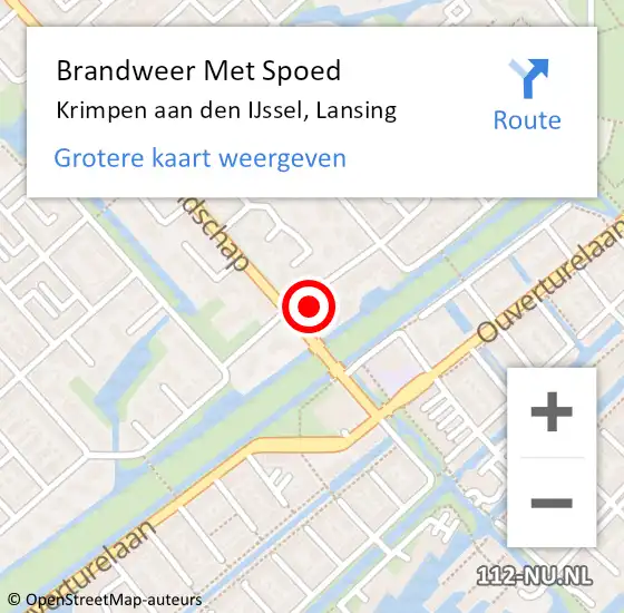 Locatie op kaart van de 112 melding: Brandweer Met Spoed Naar Krimpen aan den IJssel, Lansing op 21 augustus 2023 21:05