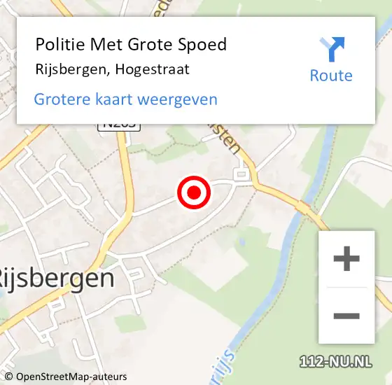 Locatie op kaart van de 112 melding: Politie Met Grote Spoed Naar Rijsbergen, Hogestraat op 21 augustus 2023 21:14